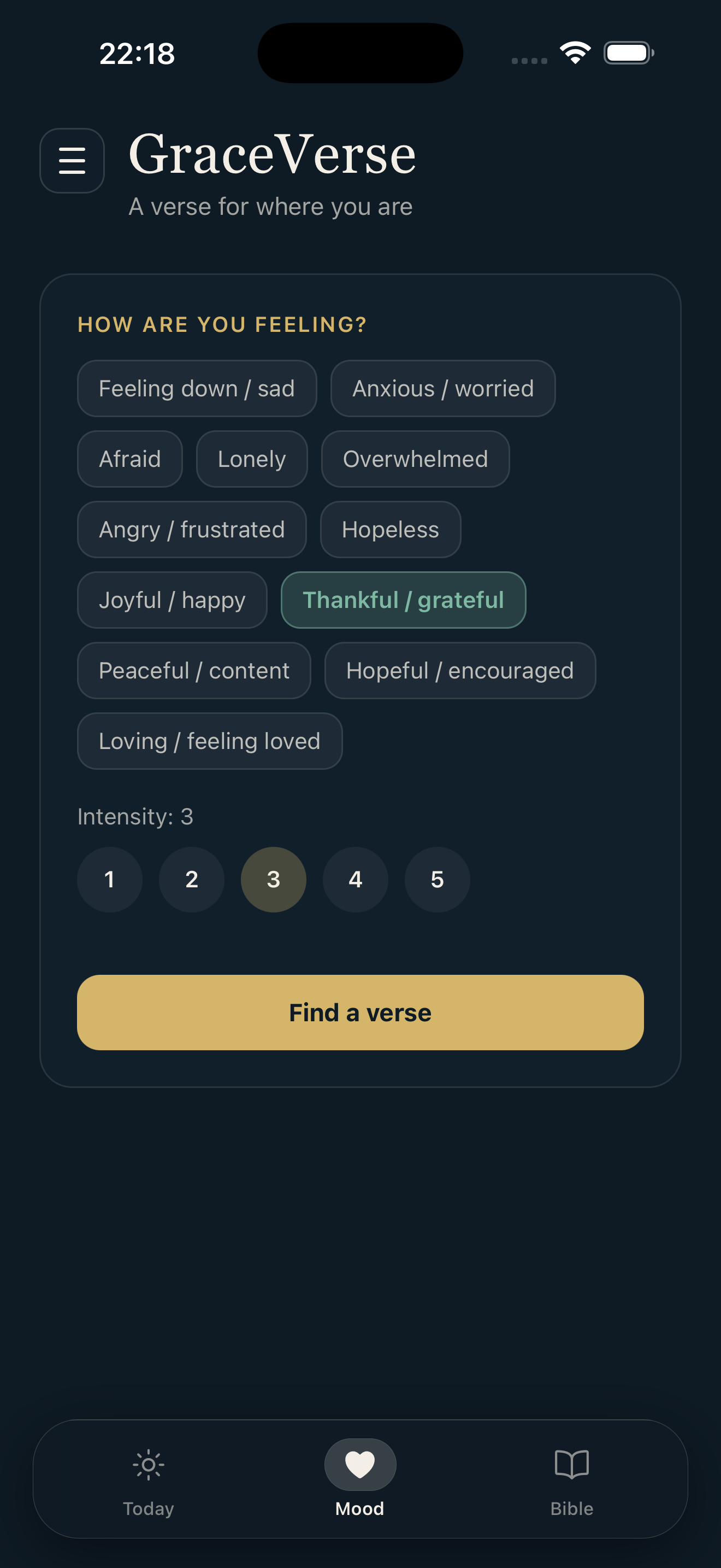 Mood and intensity picker